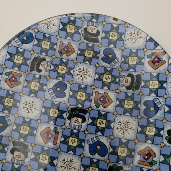 Festive Blue 7-Inch Winter Holiday Decorative Plate - Picture 2 of 8